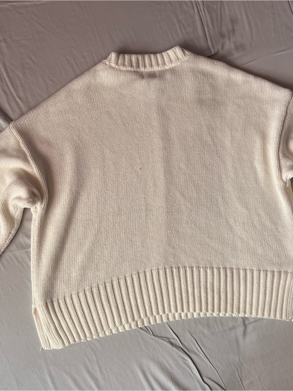 Wonderful Cream Ribbed-Hem Crewneck Sweater